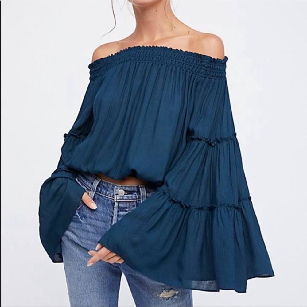 Free People Free Spirit Blouse with Bell Sleeves